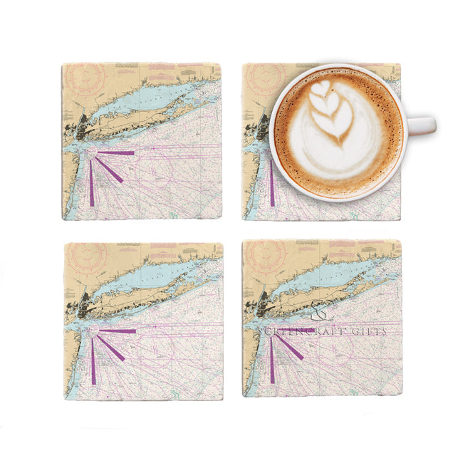 Long Island, NY  - Marble Coaster Set