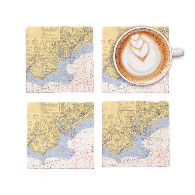 Fairfield, CT- Marble Coaster Set