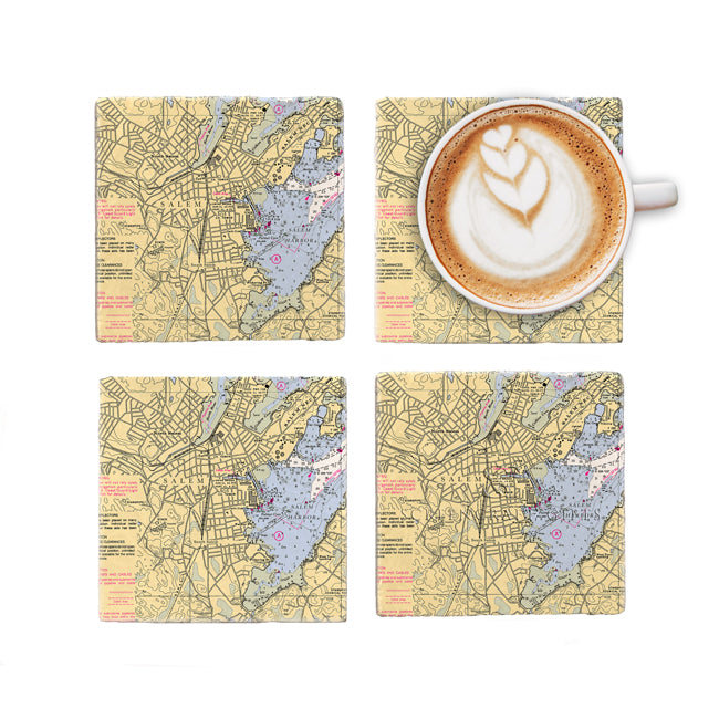 Salem, MA- Marble Coaster Set