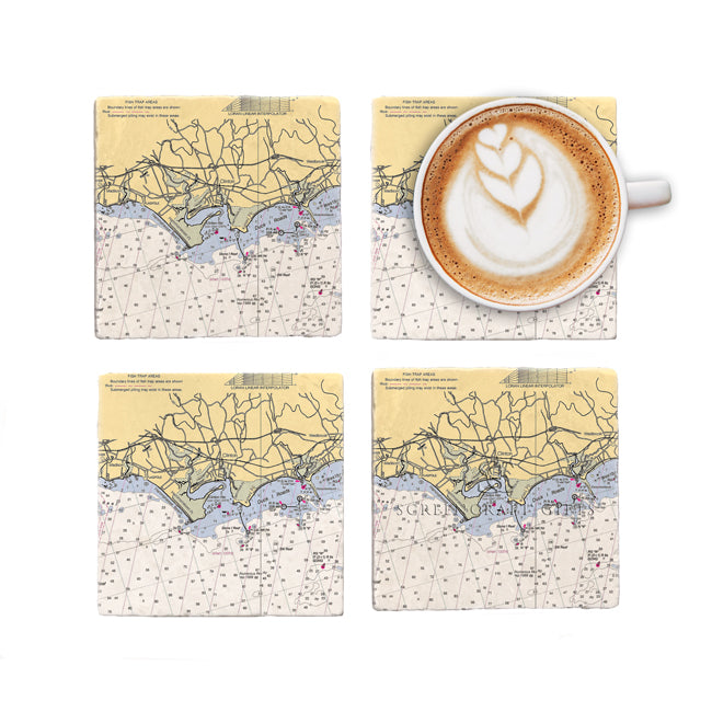 Clinton, CT - Marble Coaster Set