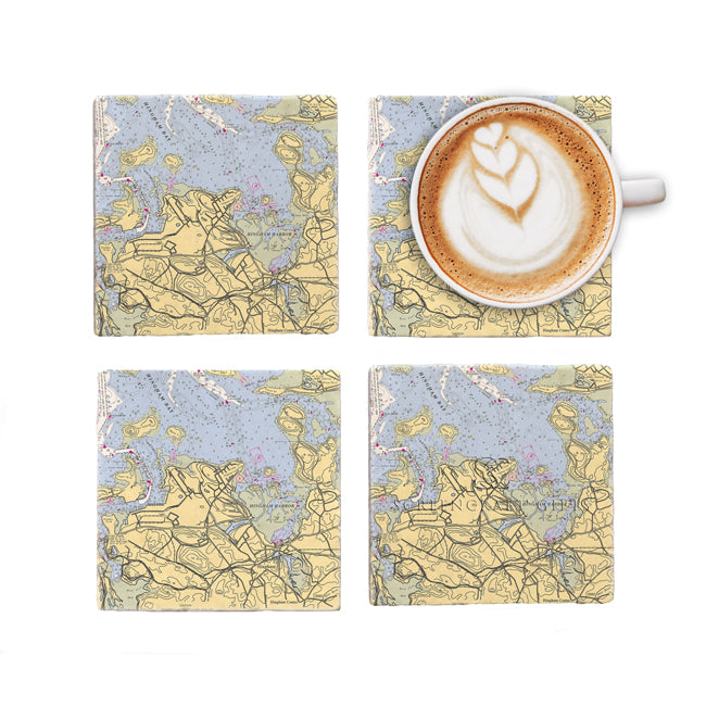 Hingham, MA - Marble Coaster Set
