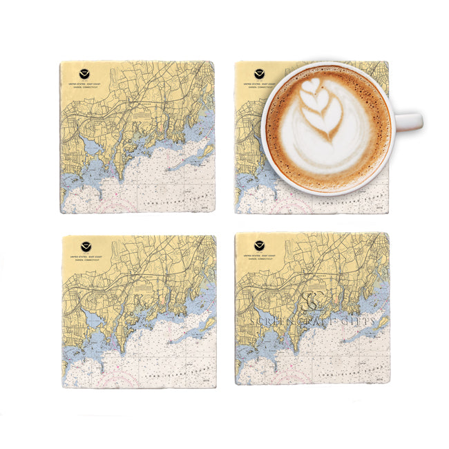 Darien, CT  - Marble Coaster Set