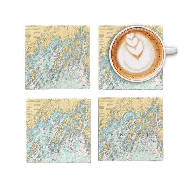 Brunswick, ME - Marble Coaster Set