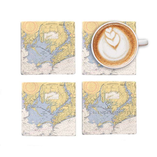 Watch Hill, RI - Marble Coaster Set