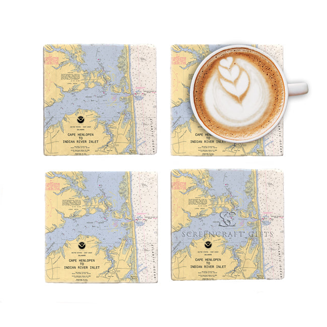 Indian River, DE - Marble Coaster Set