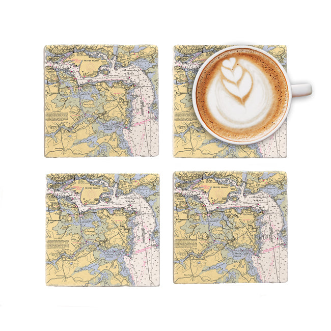 New Castle, NH - Marble Coaster Set