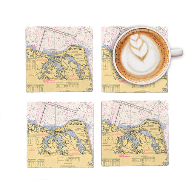 Cape Henry, VA  - Marble Coaster Set