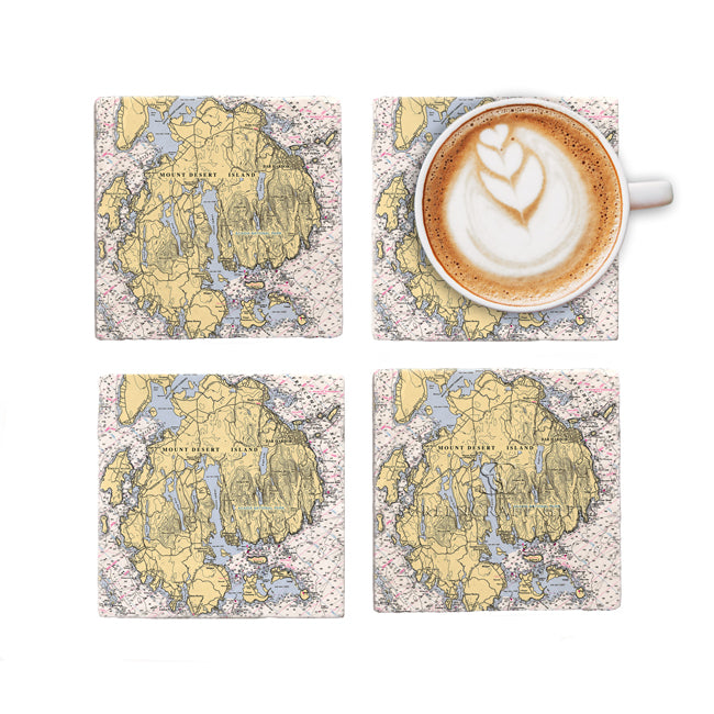 Mount Desert Island, ME - Marble Coaster Set