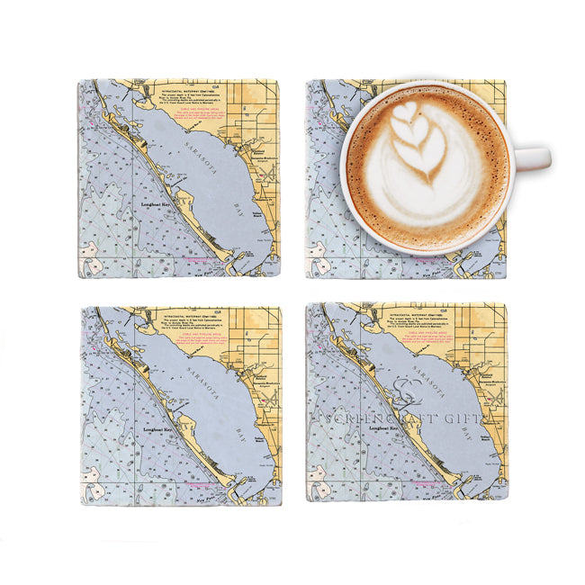 Longboat Key, FL - Marble Coaster Set