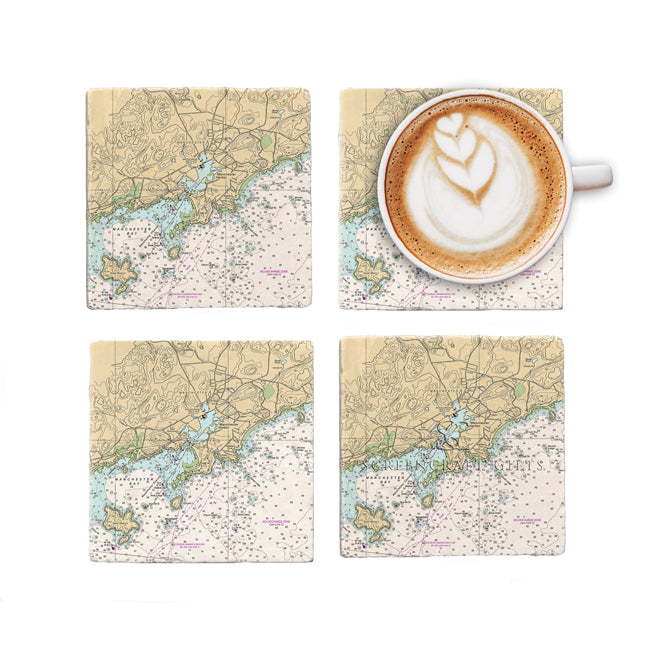 Manchester by the Sea, MA - Marble Coaster Set