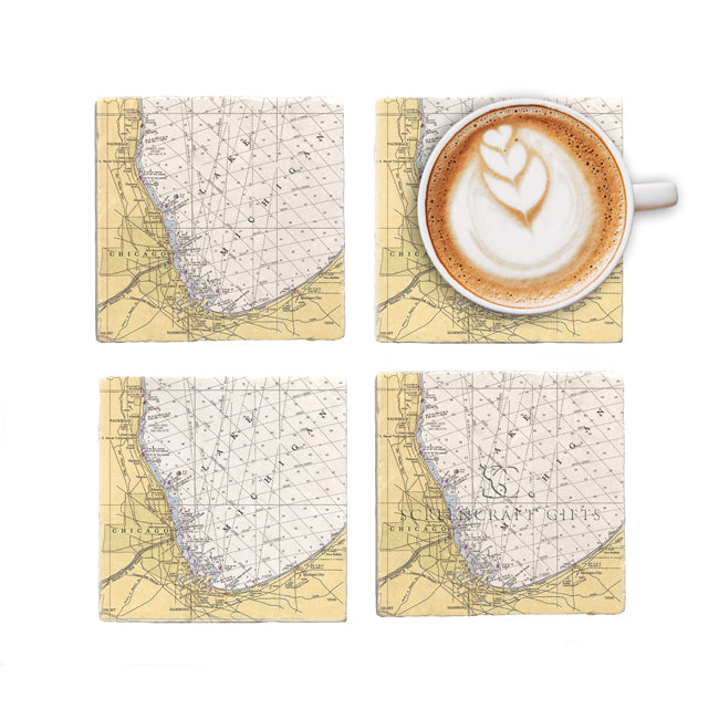 Chicago, IL -  Marble Coaster Set