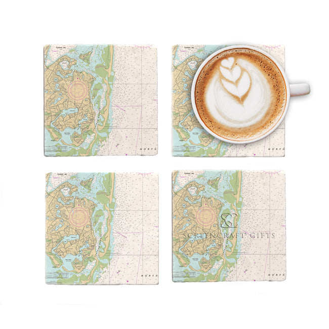 Chatham, MA- Marble Coaster Set