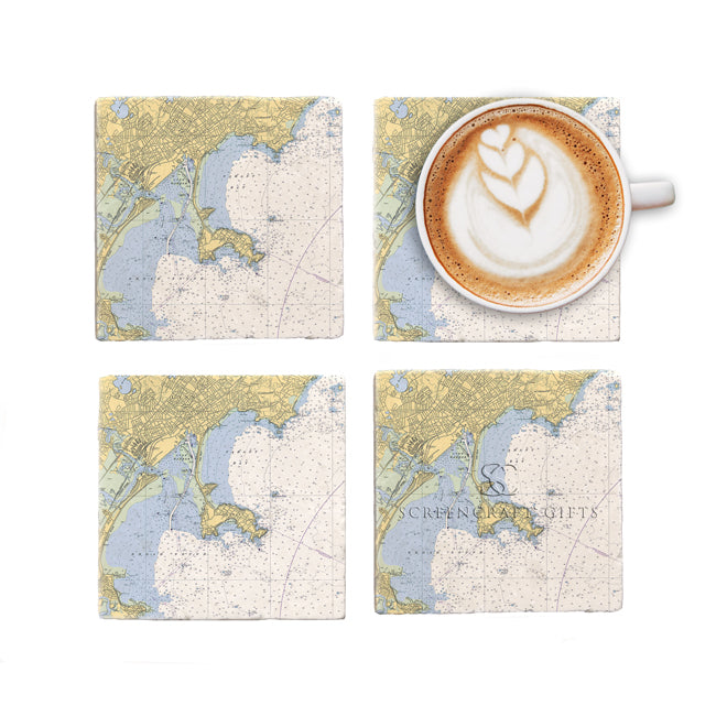Nahant, MA- Marble Coaster Set