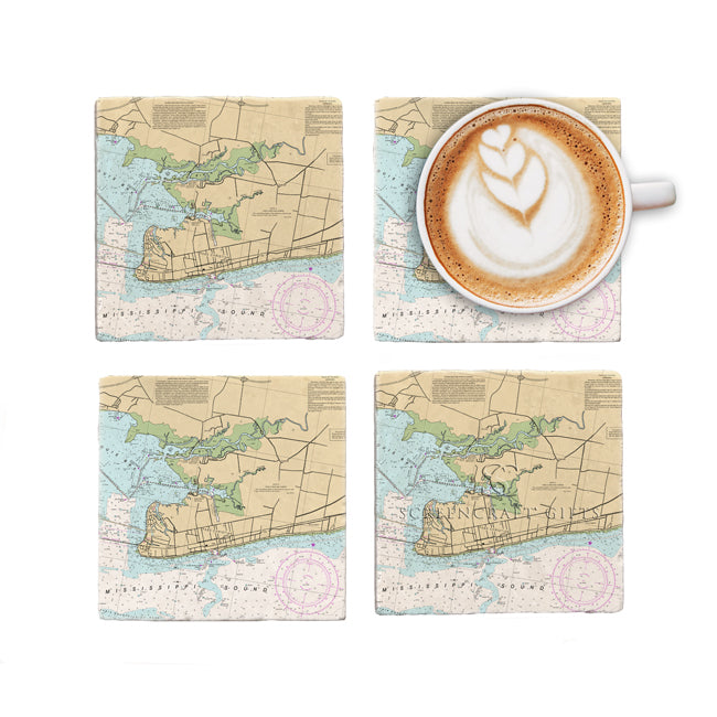 Pass Christian, MS - Marble Coaster Set