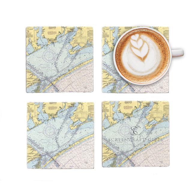 Matagorda Bay, TX- Marble Coaster Set