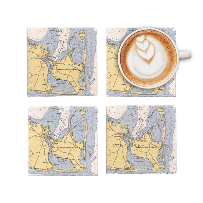Chappaquiddick, MA- Marble Coaster Set