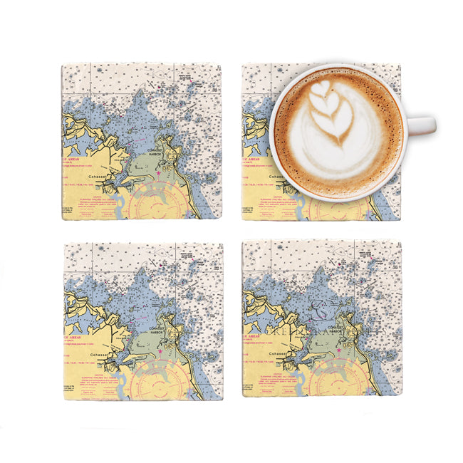 Cohasset, MA  - Marble Coaster Set