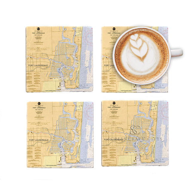Fort Lauderdale, FL- Marble Coaster Set