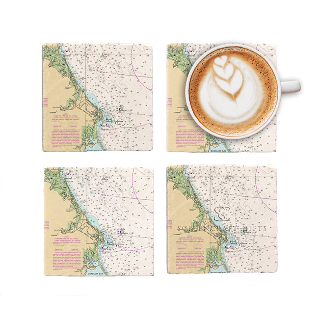 Marshfield, MA - Marble Coaster Set