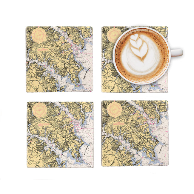Annapolis, MD - Marble Coaster Set