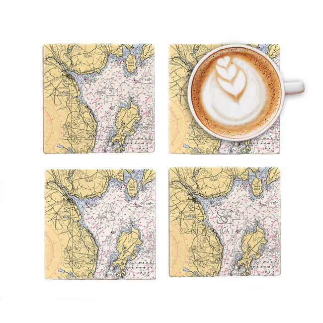 Belfast, ME  - Marble Coaster Set