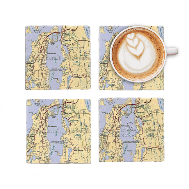 Tiverton, RI - Marble Coaster Set
