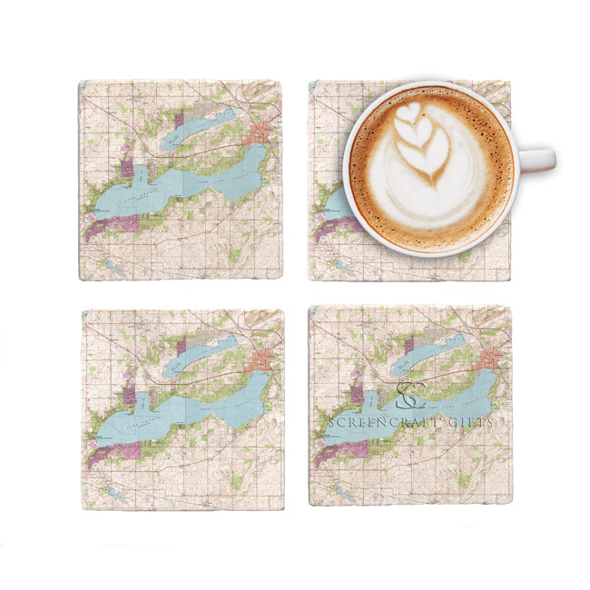 Lake Geneva, WI - Marble Coaster Set