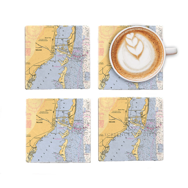 Miami, FL - Marble Coaster Set