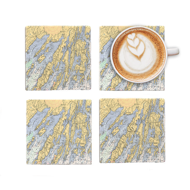 Harpswell, ME- Marble Coaster Set