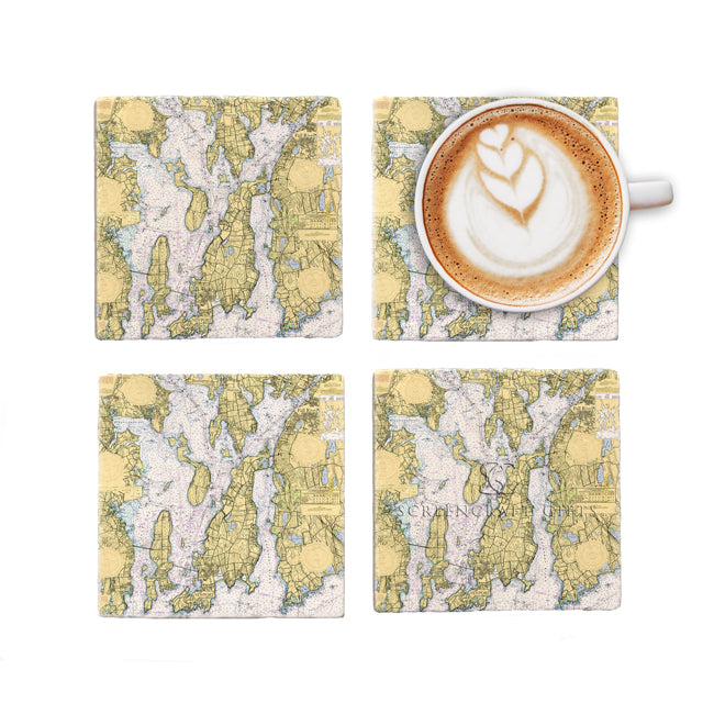 Narragansett Bay- Marble Coaster Set