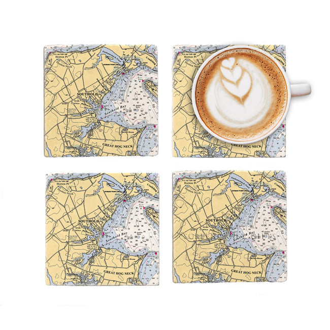 Southold, NY - Marble Coaster Set