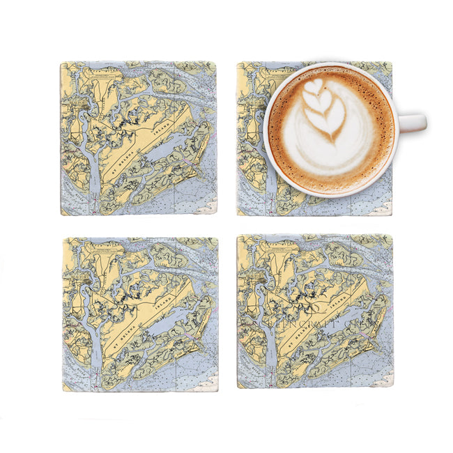 St. Helena, SC - Marble Coaster Set