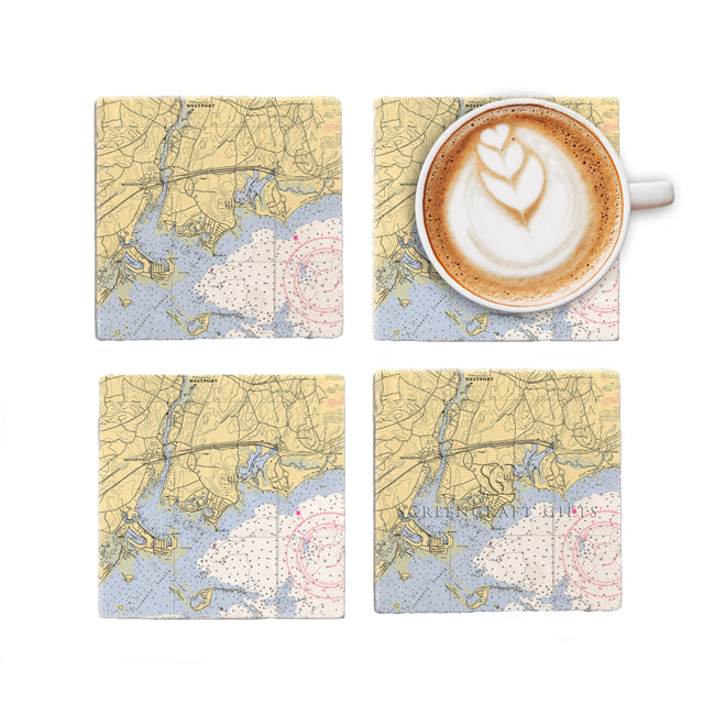 Westport, CT - Marble Coaster Set