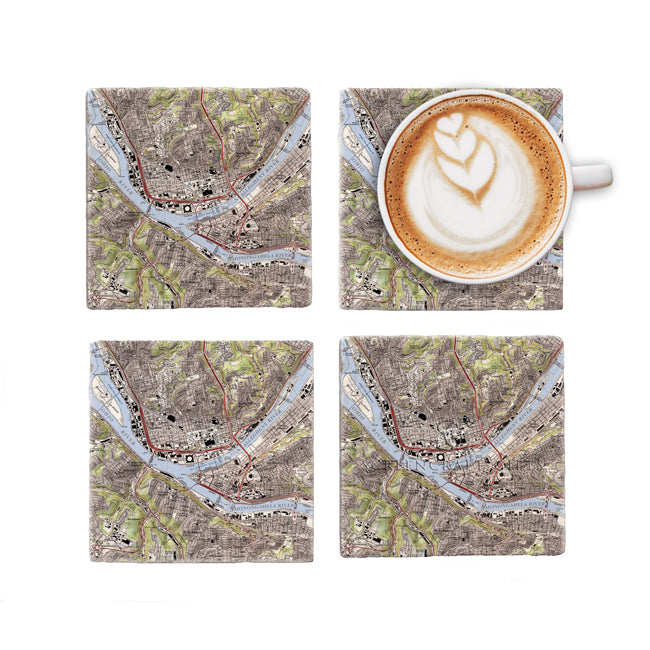 Pittsburgh, PA - Marble Coaster Set