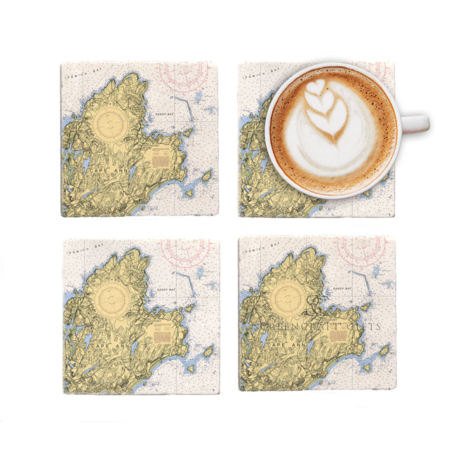 Rockport, MA- Marble Coaster Set