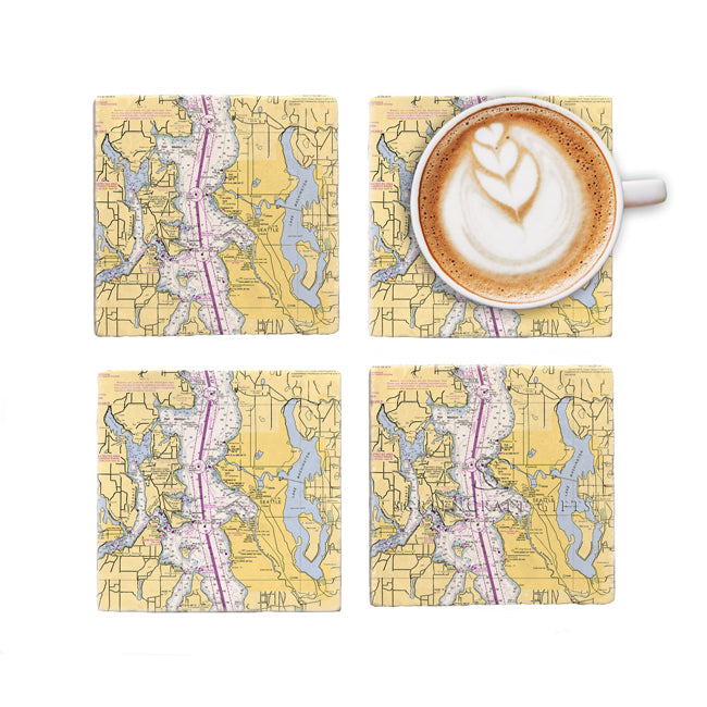 Seattle, WA- Marble Coaster Set