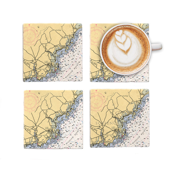 Kennebunkport, ME- Marble Coaster Set