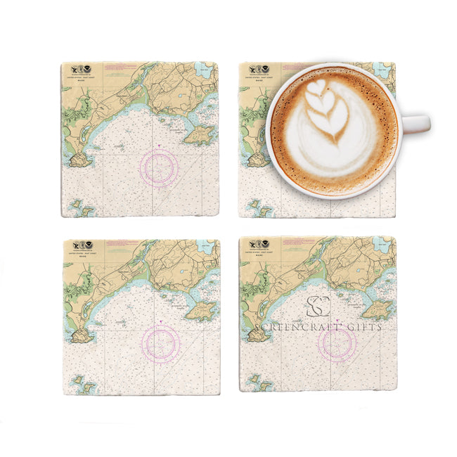 Scarborough, ME  - Marble Coaster Set