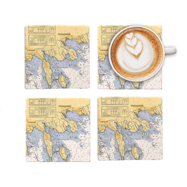 Mattapoisett, MA - Marble Coaster Set