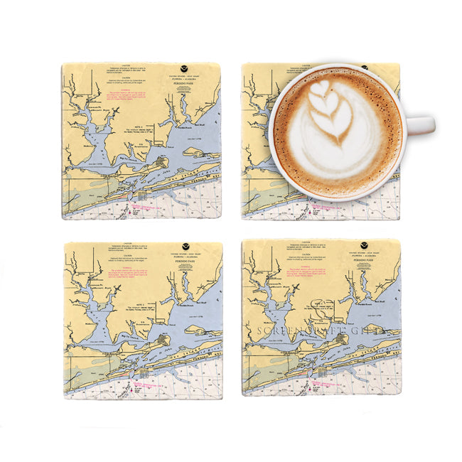 Orange Beach, AL - Marble Coaster Set