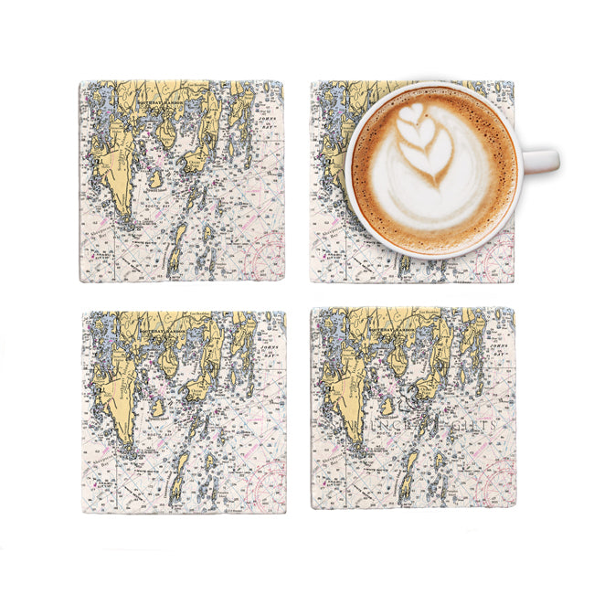 Boothbay Harbor, ME- Marble Coaster Set