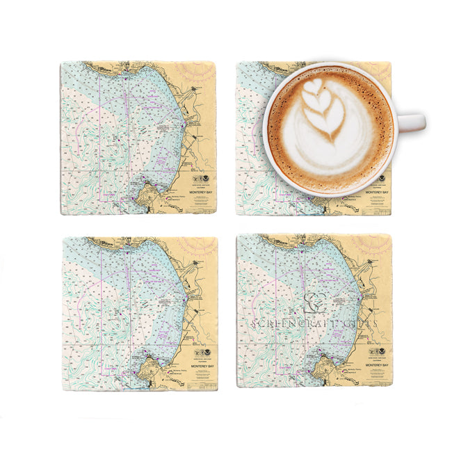 Monterey, CA -  Marble Coaster Set