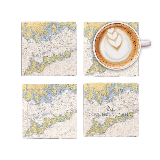 Fishers Island, NY - Marble Coaster Set