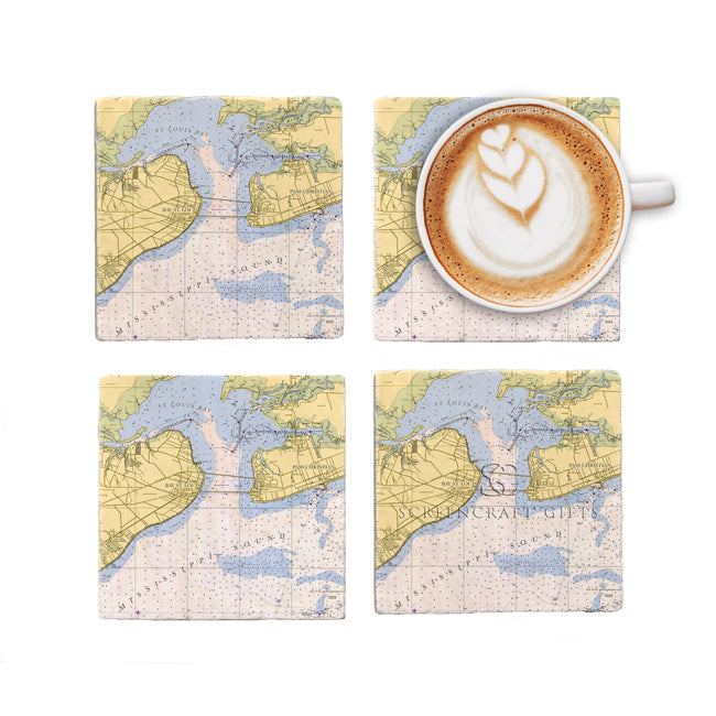 St. Louis Bay, MS - Marble Coaster Set