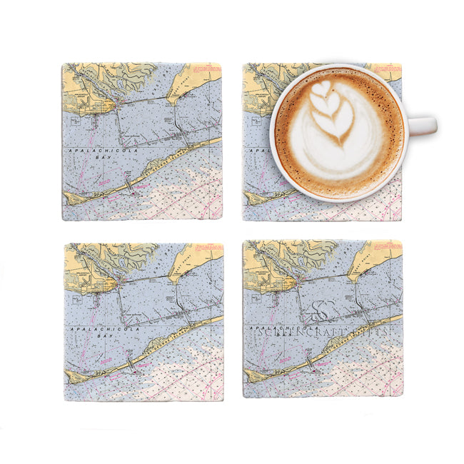 Apalachicola, FL- Marble Coaster Set