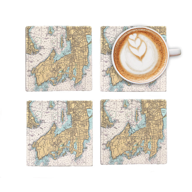 Newport Neck, RI - Marble Coaster Set