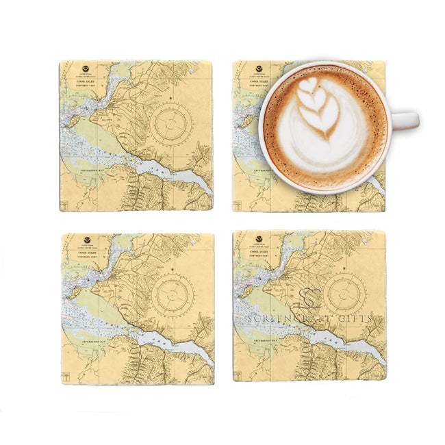 Anchorage, AK - Marble Coaster Set