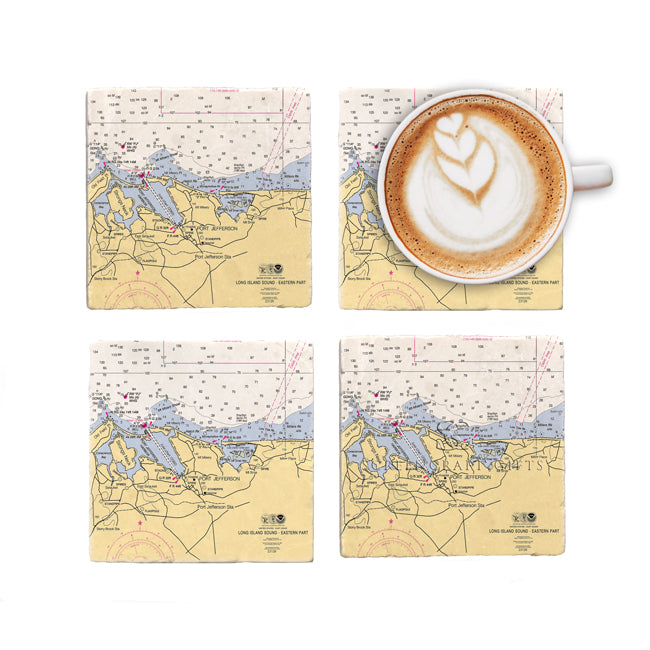 Port Jefferson, NY  - Marble Coaster Set