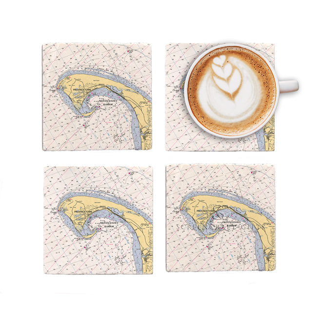 Provincetown, MA - Marble Coaster Set
