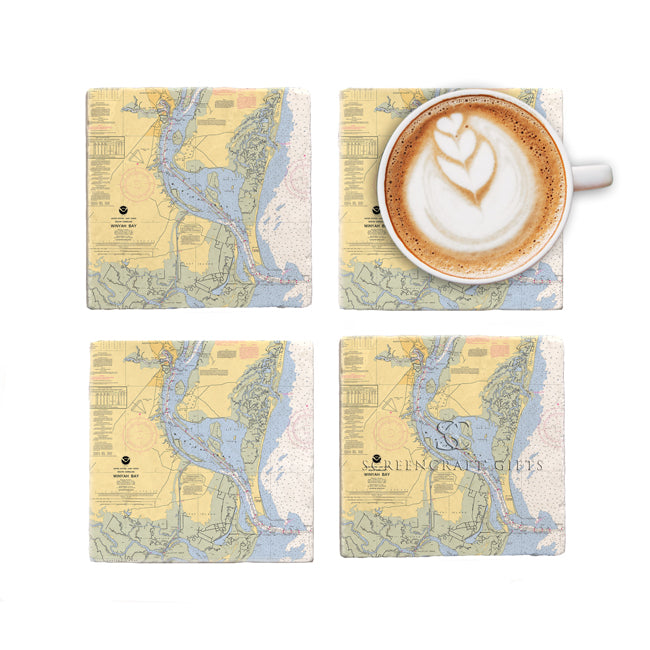 Winyah Bay, SC - Marble Coaster Set